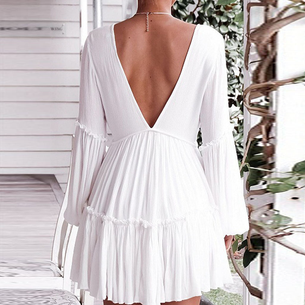 Long sleeve lantern sleeve dress