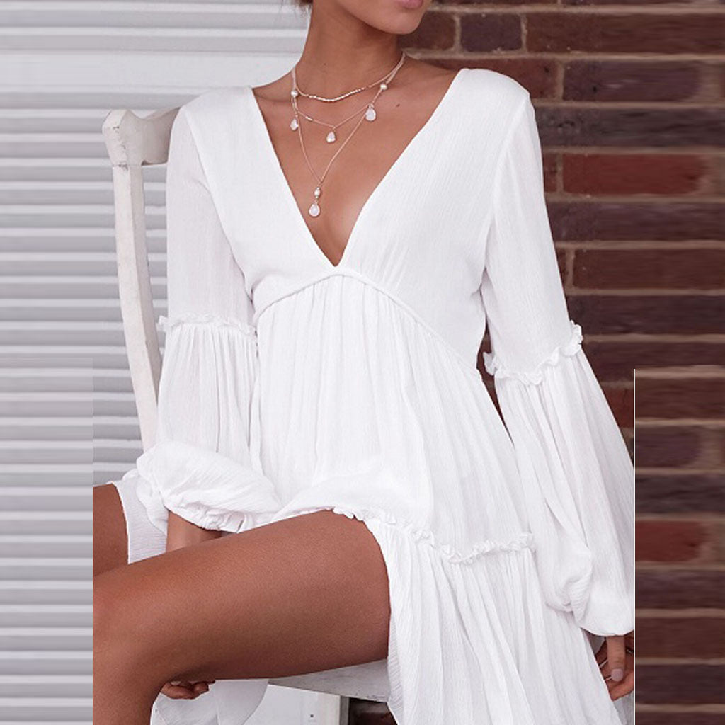 Long sleeve lantern sleeve dress
