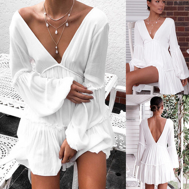 Long sleeve lantern sleeve dress